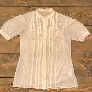 Michael By Michael Kors White Button Down Blouse.